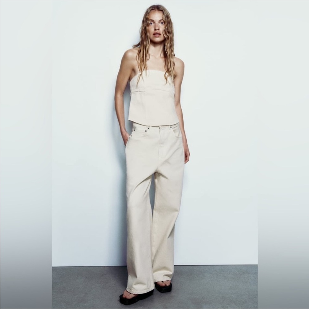 Mid rise wide leg jeans ecru
